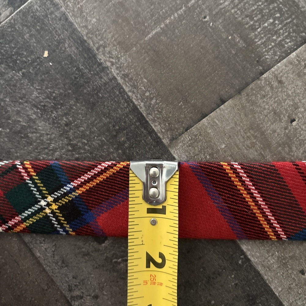 Polo Ralph Lauren Belt Men 42 Red Tartan Plaid Lochcarron Holiday Festive D ring - Picture 7 of 9